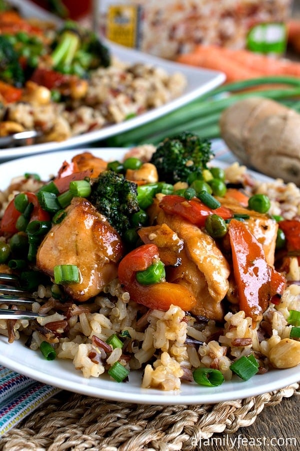 Stir Fry Salmon and Vegetables with Multi-Grain Medley - Quick, easy and delicious! (Healthy too!)