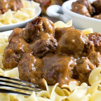 Swedish Meatballs over Noodles - A Family Feast