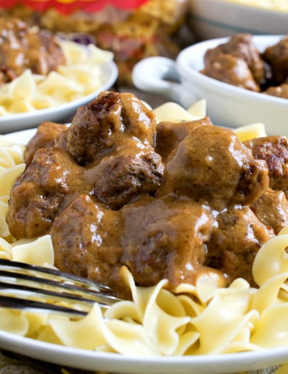 Swedish Meatballs over Noodles - A Family Feast