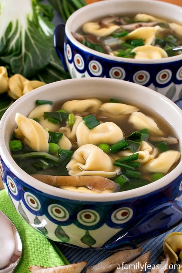 This Easy Tortellini Soup is ready in just 8 minutes! Super flavorful and easy to make.