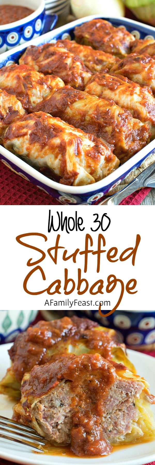 Whole30 Stuffed Cabbage - A delicious stuffed cabbage recipe anyone would love whether you are on the Whole30 program or not! Fantastic flavors!