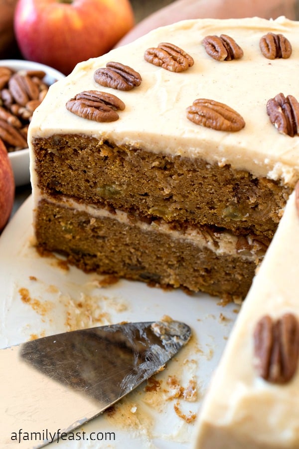 Sweet Potato and Apple Cake - A super moist and delicious cake filled with nuts and raisins in a cake batter of sweet potato and apples. Superb!