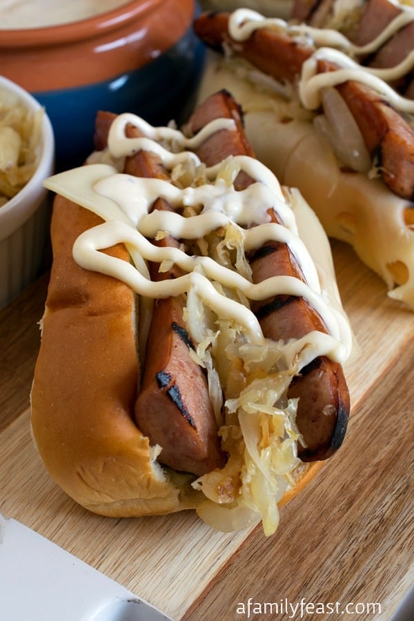 Grilled Kielbasa Rolls with White Barbecue Sauce - A Family Feast