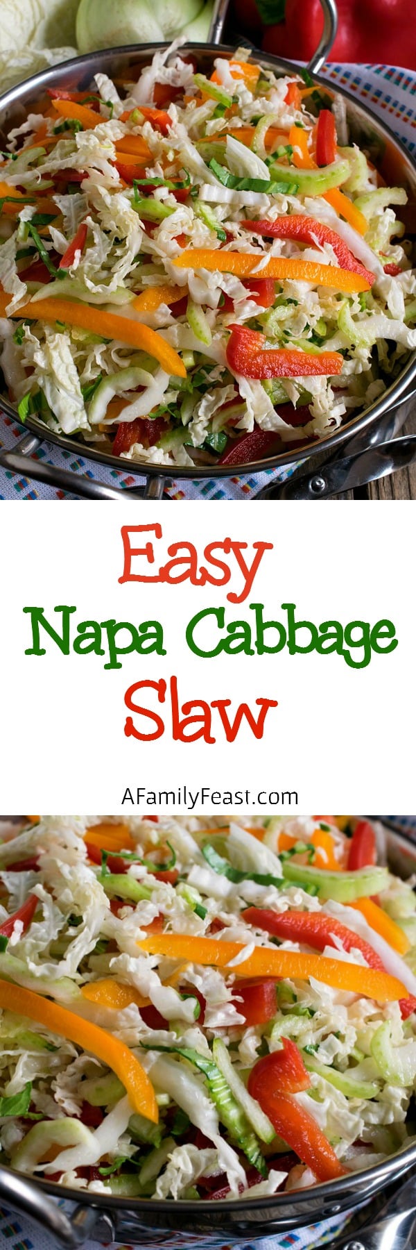 Easy Napa Cabbage Slaw - Takes just minutes to prepare and a few simple ingredients. Delicious with grilled meats, on sandwiches or tacos.