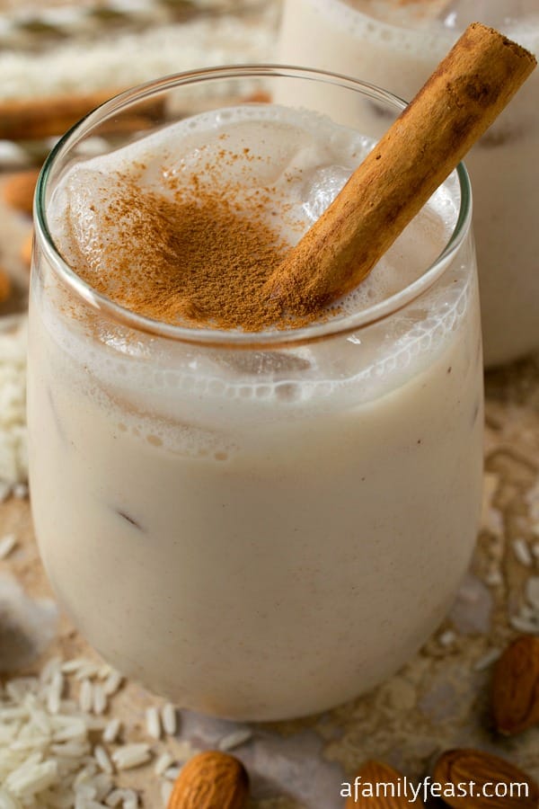 Horchata - A refreshing and lightly sweet Mexican rice and almond beverage flavored with cinnamon. Delicious!