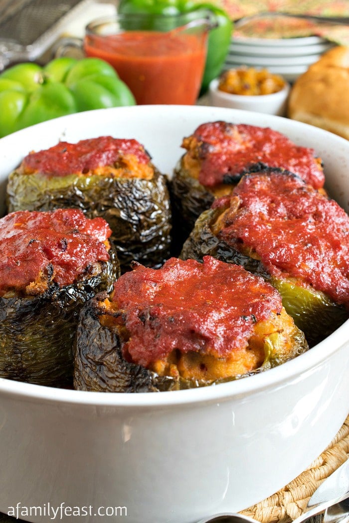 Nanny's Italian Stuffed Peppers - A recipe passed down through generations, these stuffed peppers have a delicious bread stuffing inside tender bell peppers.