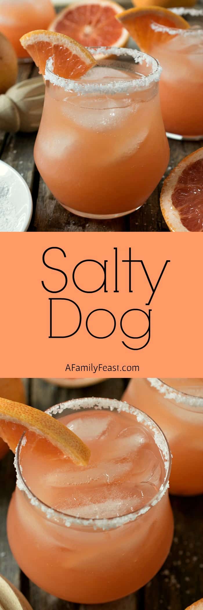 Salty Dog - A delicious cocktail made with grapefruit juice, vodka or gin, and served is a salted-rimmed glass.
