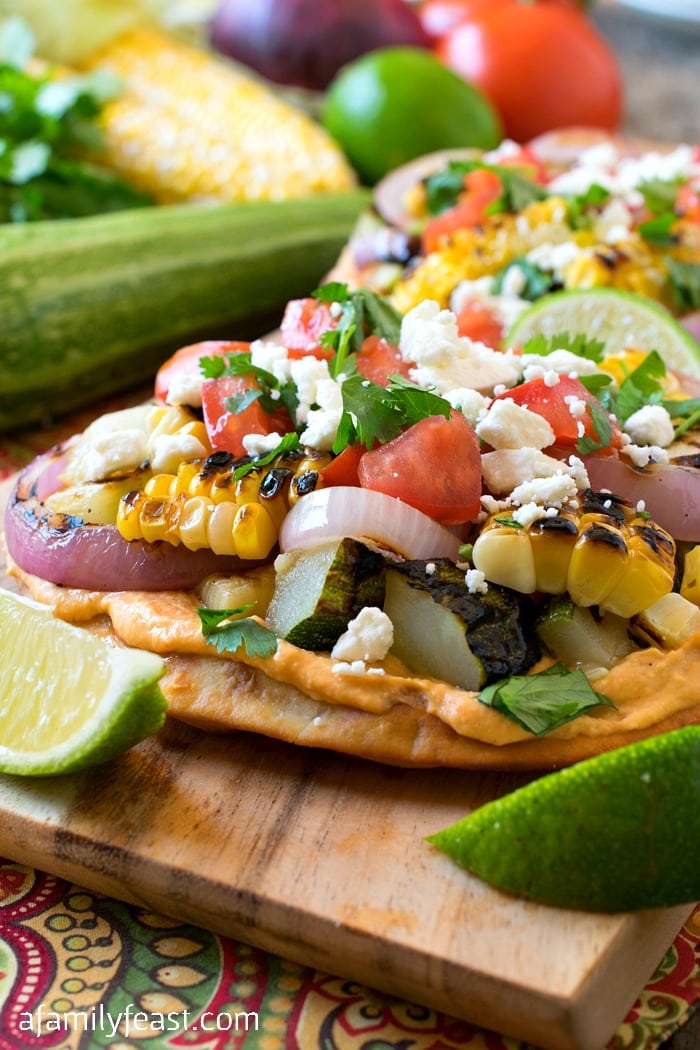 Grilled Vegetable Tostadas - A delicious meal made with fresh garden vegetables.