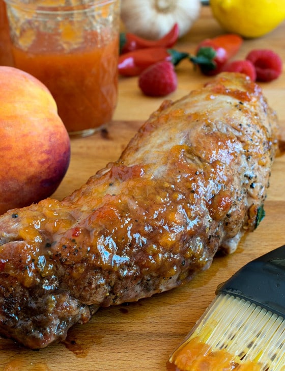 Peppery Peach Glazed Pork Tenderloin - A Family Feast