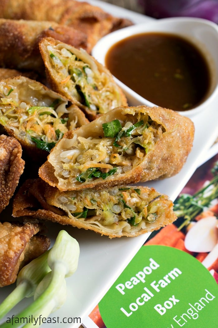 A delicious Vegetable Egg Rolls recipe inspired by the vegetables from our Peapod Local Farm Box.