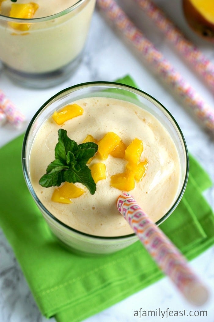 Mango Orange Lassi - A refreshing yogurt drink with sweetness from mango and orange. Perfect with any spicy meal!