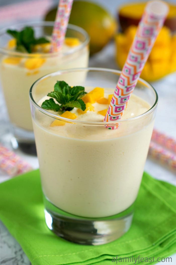 Mango Orange Lassi - A refreshing yogurt drink with sweetness from mango and orange. Perfect with any spicy meal!