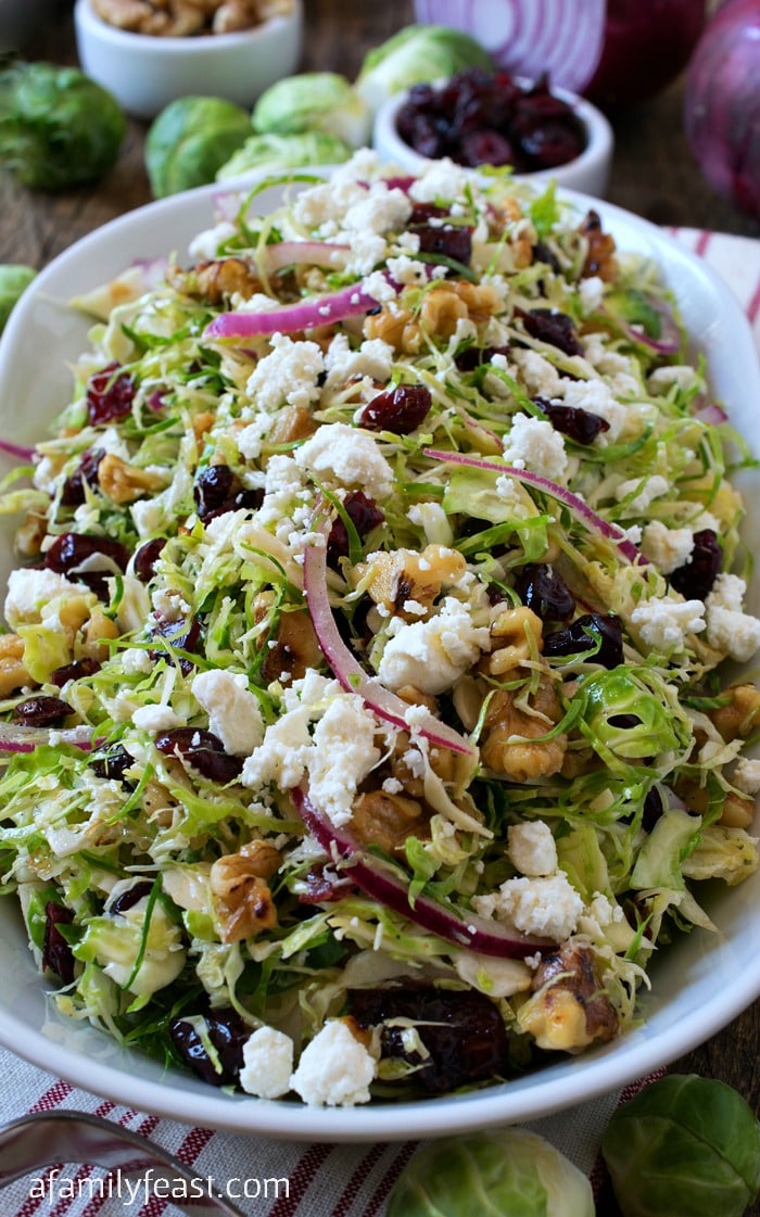 Shaved Brussels Sprout Salad - This easy salad is full of fantastic flavor! A delicious, light meal or side to grilled meats.