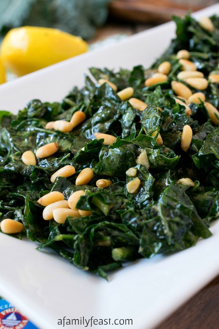 Massaged Kale with Lemon and Pine Nuts - A delicious and easy way to enjoy Tuscan Kale!