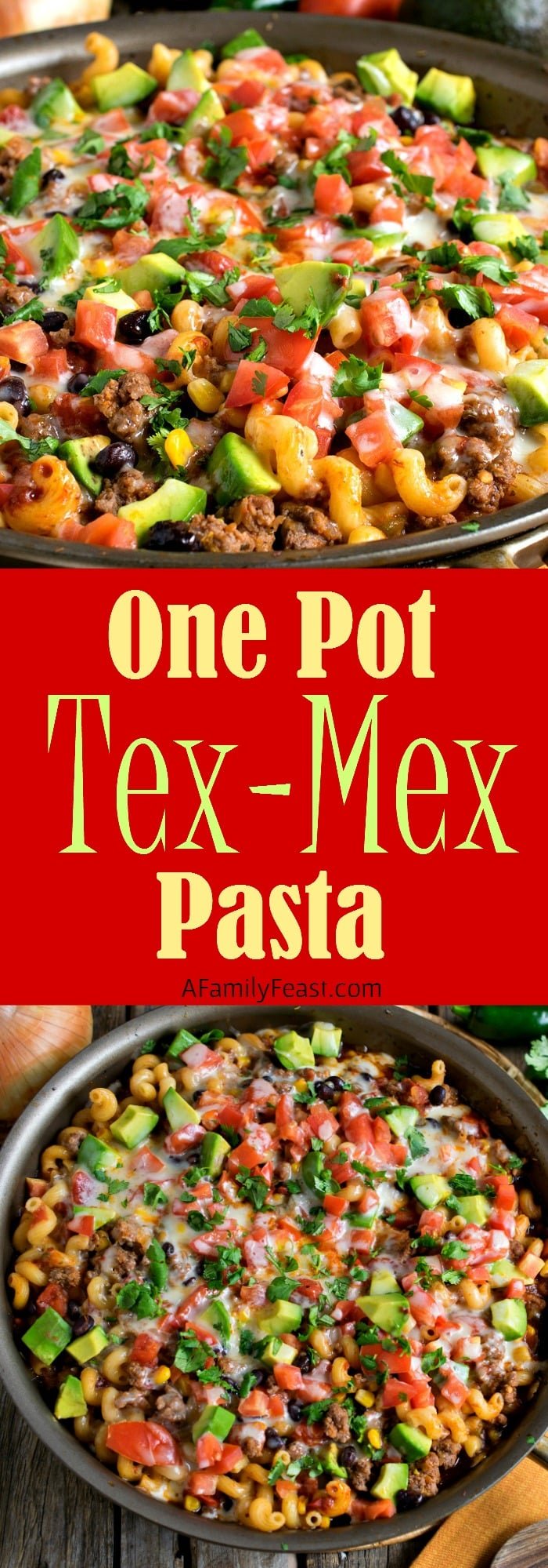 One Pot Tex-Mex Pasta - Dinner is delicious and cleanup is easy with this one-pot meal!
