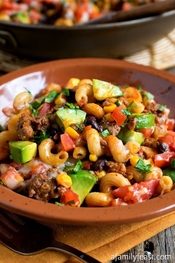 One Pot Tex-Mex Pasta - Dinner is delicious and cleanup is easy with this one-pot meal!