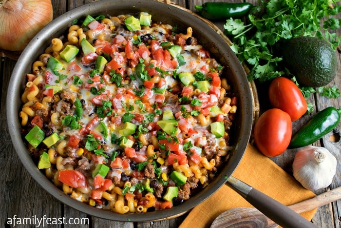 One Pot Tex-Mex Pasta - Dinner is delicious and cleanup is easy with this one-pot meal!