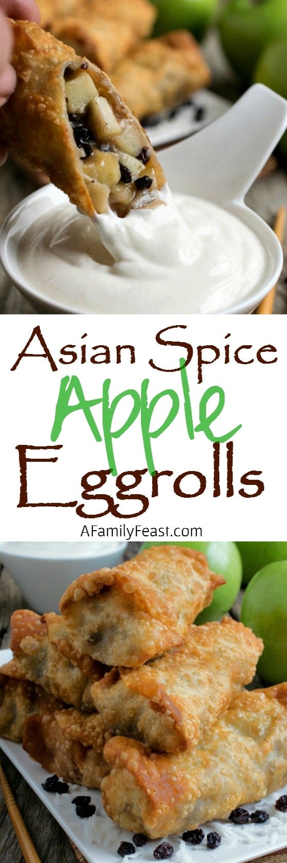 Asian Spice Apple Egg Rolls - Chinese Five Spice Powder adds a unique and spicy twist to these delicious dessert egg rolls.