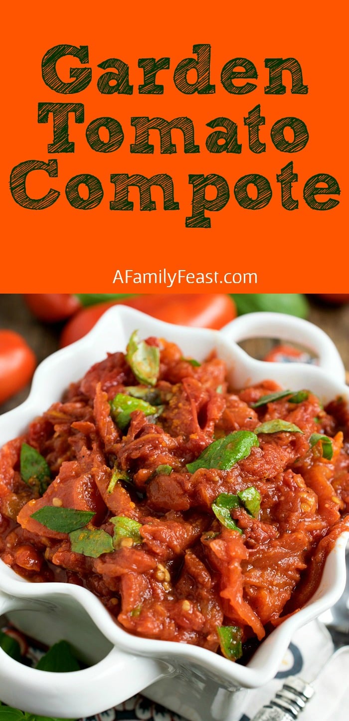 Garden Tomato Compote - A rich and delicious side dish made with garden tomatoes. Wonderful served with meats or seafood.