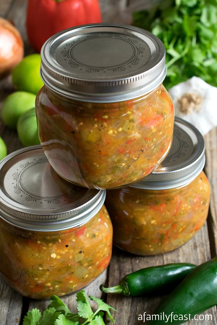 Green Tomato Salsa - A fantastic, zesty salsa perfect for using up end-of-season, green garden tomatoes.