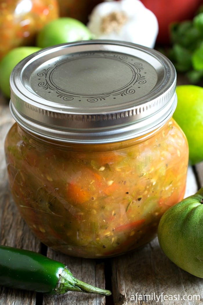 Green Tomato Salsa - A fantastic, zesty salsa perfect for using up end-of-season, green garden tomatoes.