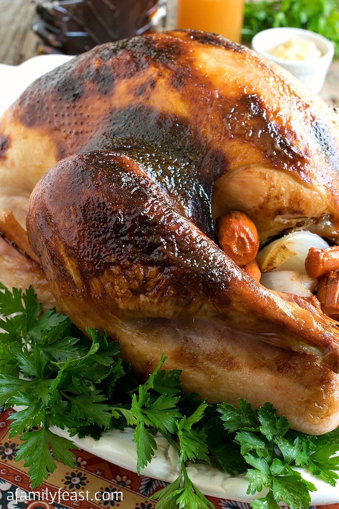 This Maple Cider Glazed Turkey is so delicious it just might become your new go-to family recipe for Thanksgiving turkey!