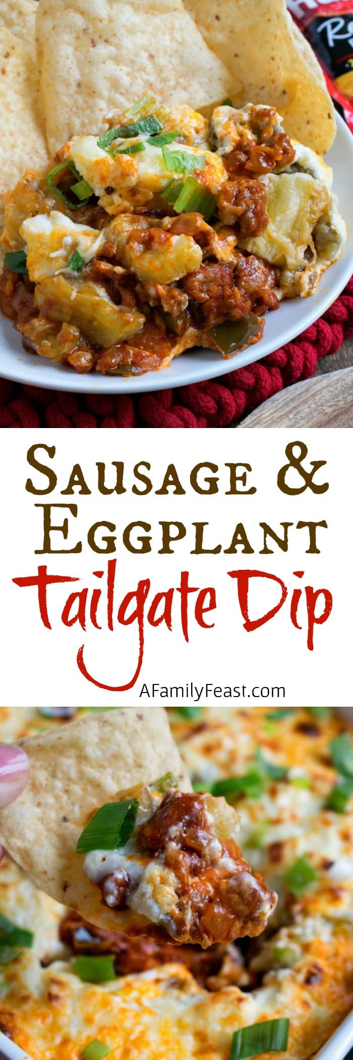 Italian Sausage and Eggplant Tailgate Dip - A perfect appetizer for game day parties and for tailgating, this delicious dip is loaded with flavor! #HuntsDifference
