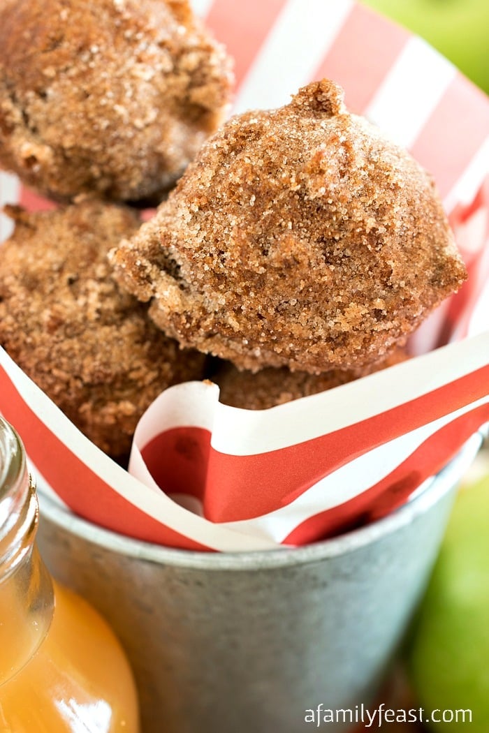 These easy Apple Cider Doughnut Holes take only minutes to make – and it will have your kitchen smelling like a doughnut shop!