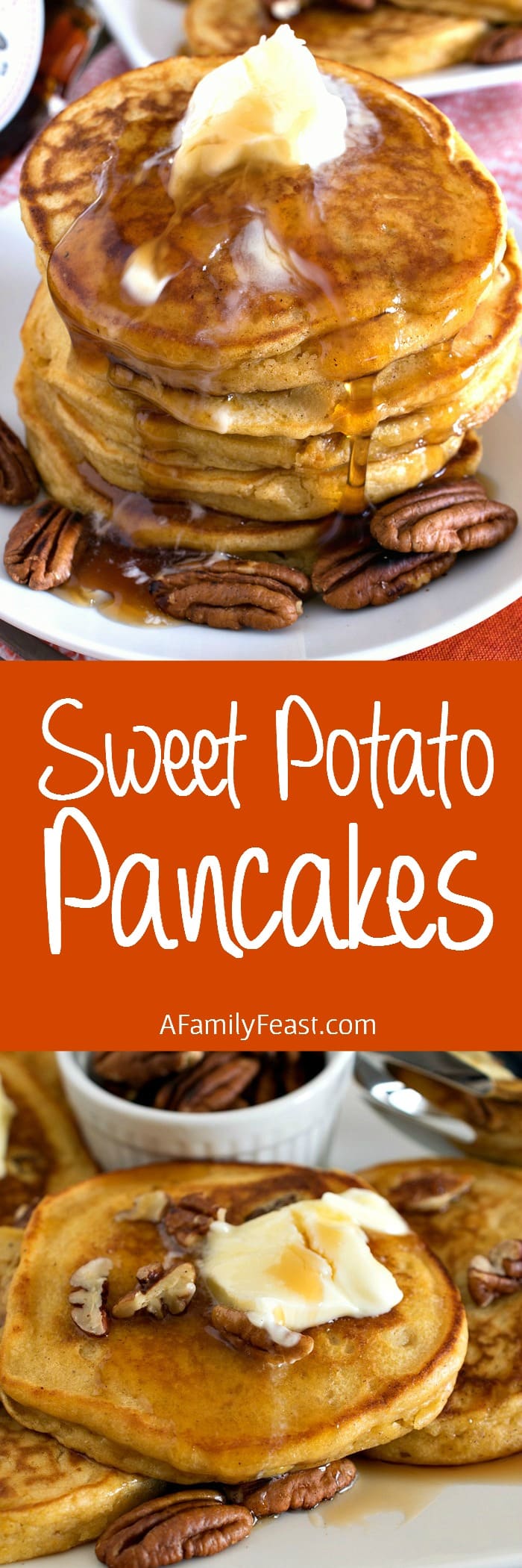 Sweet Potato Pancakes - Made from leftover sweet potato casserole, these delicious pancakes are some of the best pancakes you will ever eat!
