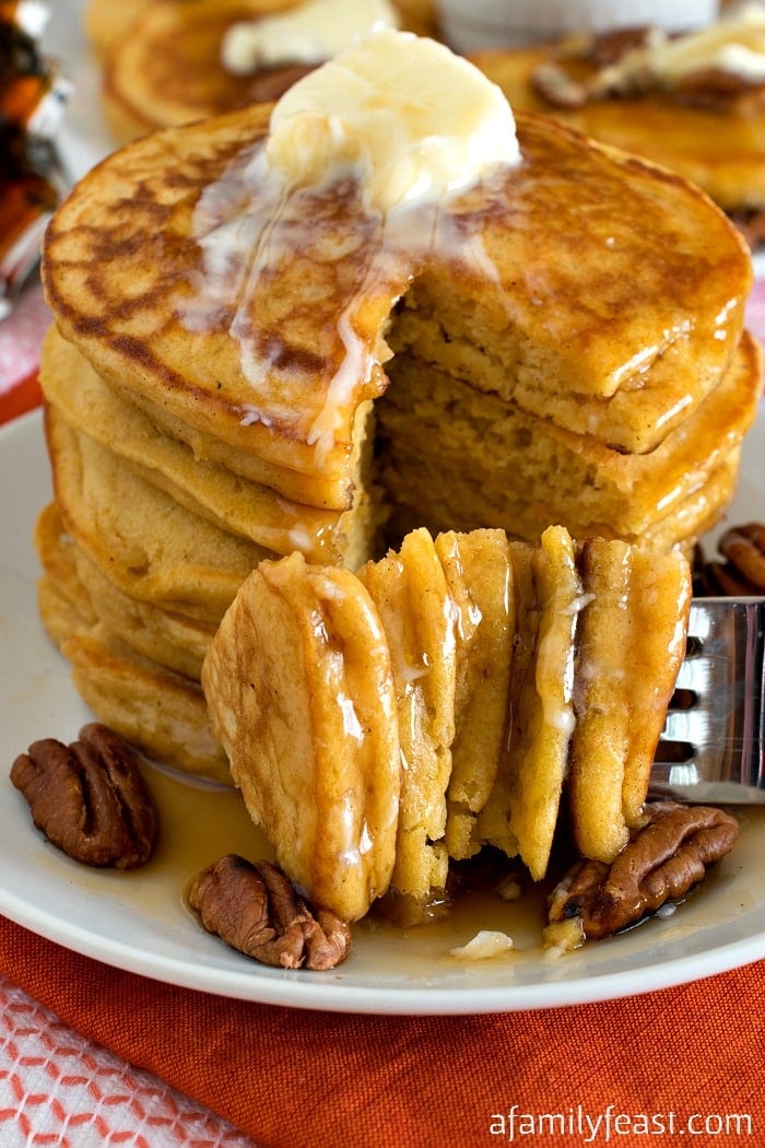 Sweet Potato Pancakes - Made from leftover sweet potato casserole, these delicious pancakes are some of the best pancakes you will ever eat!