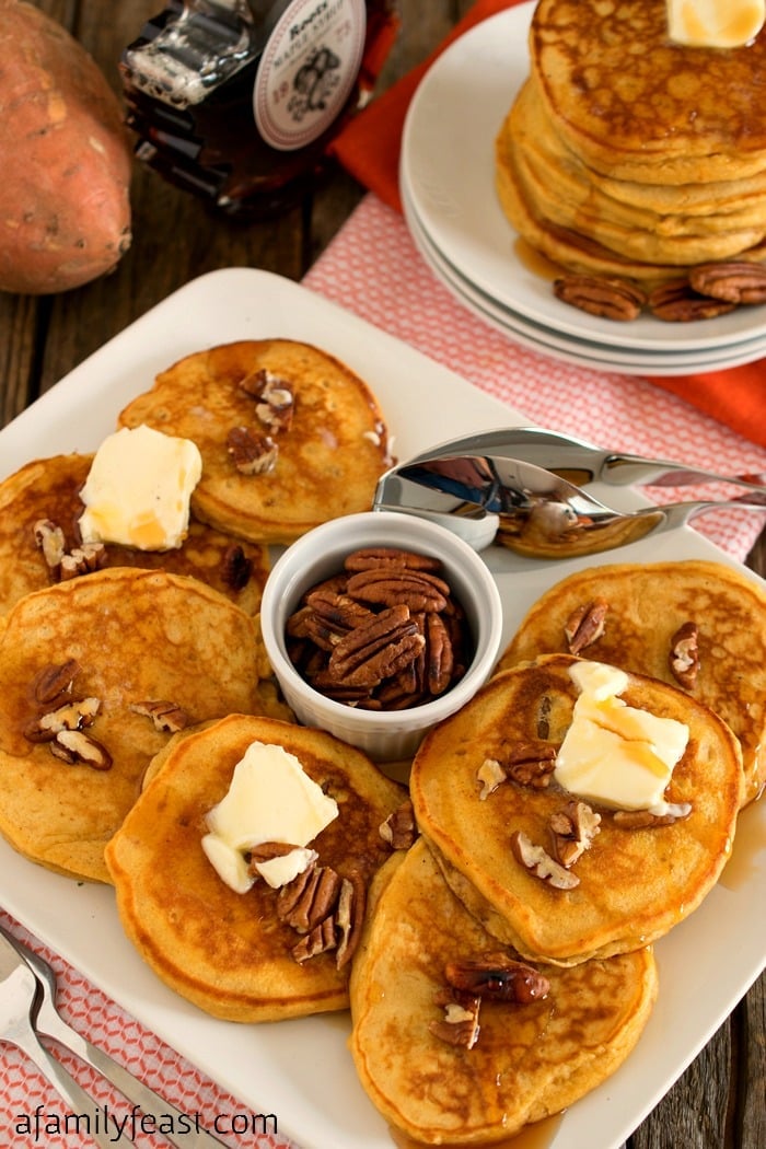Sweet Potato Pancakes - Made from leftover sweet potato casserole, these delicious pancakes are some of the best pancakes you will ever eat!