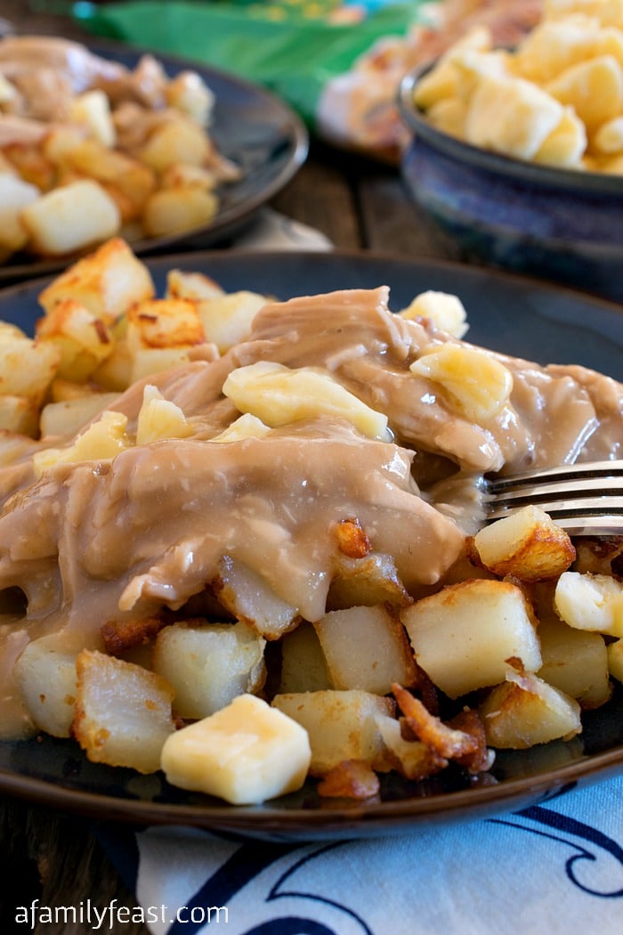 Poutine-Style Turkey, Gravy and Potatoes - An easy and delicious Thanksgiving twist on a classic Canadian dish!