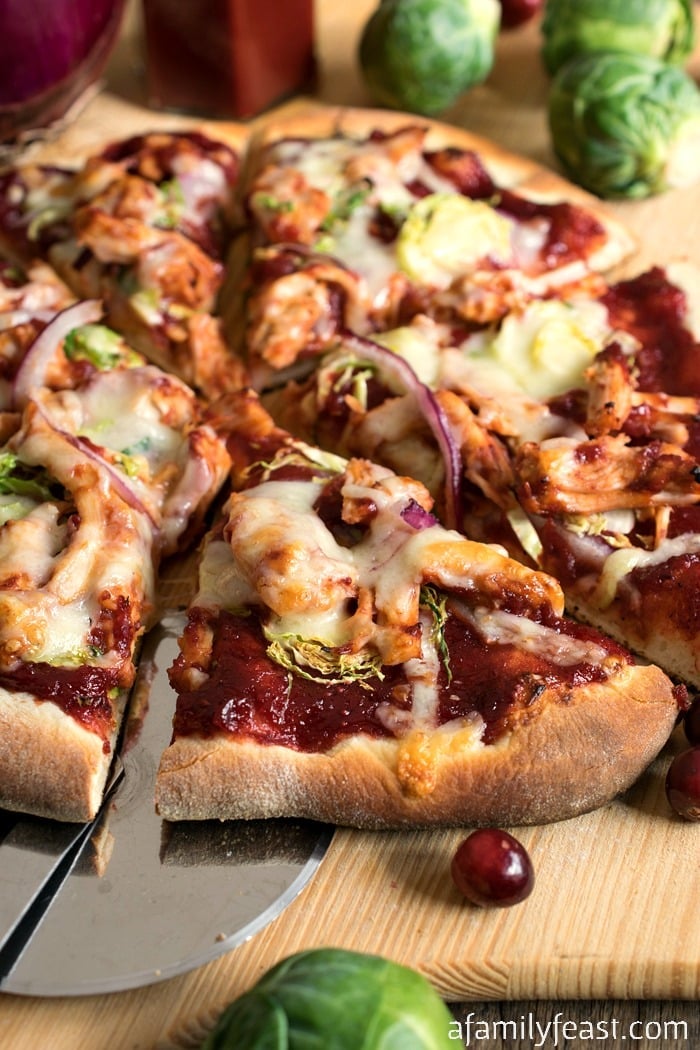 Cranberry Barbecue Turkey Pizza - A delicious different way to cook with Thanksgiving leftovers. The zesty cranberry barbecue sauce is fantastic!