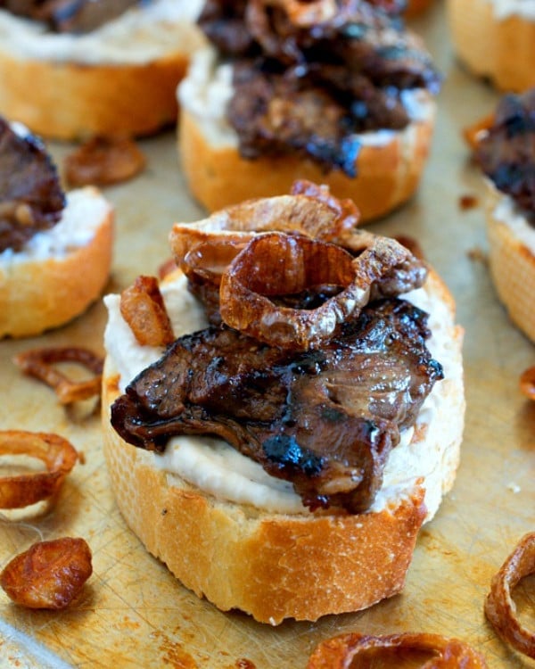 Beef Crostini with Horseradish Spread - A Family Feast