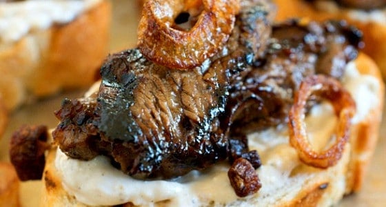 Beef Crostini with Horseradish Spread - A Family Feast