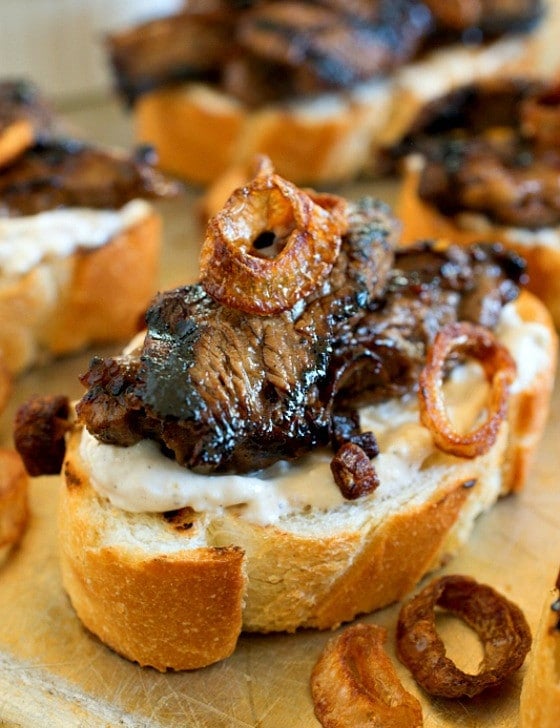 Beef Crostini with Horseradish Spread - A Family Feast