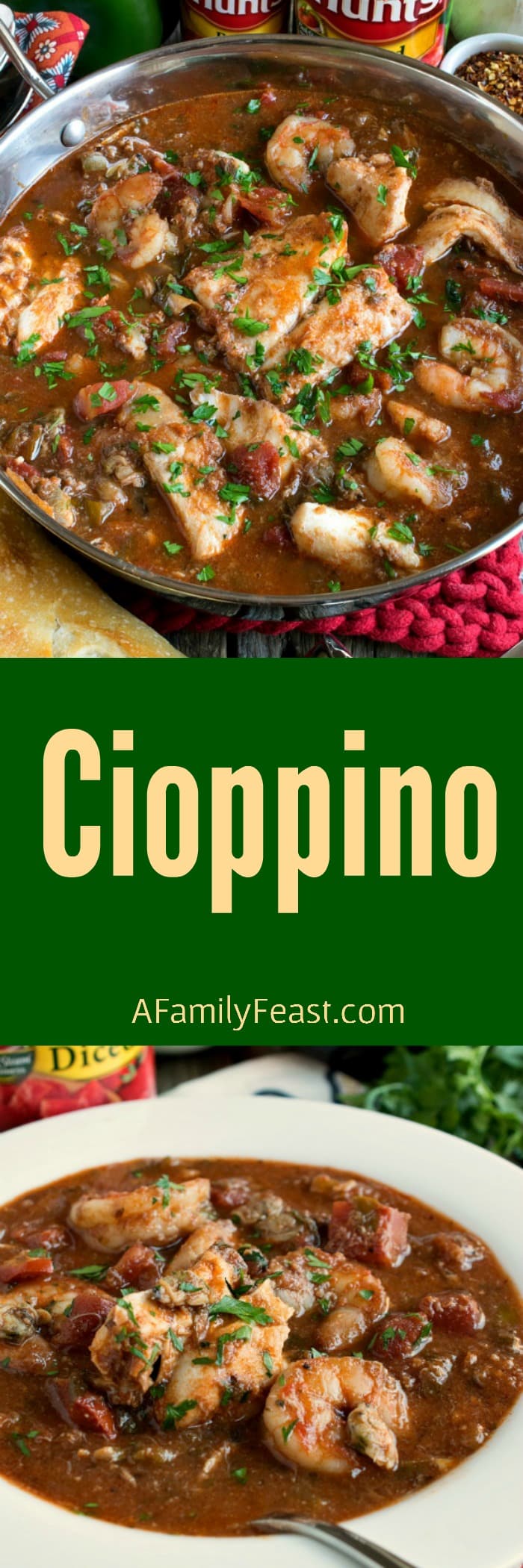 Cioppino - A classic Italian, tomato-based "Catch of the Day" seafood stew with fantastic flavor!