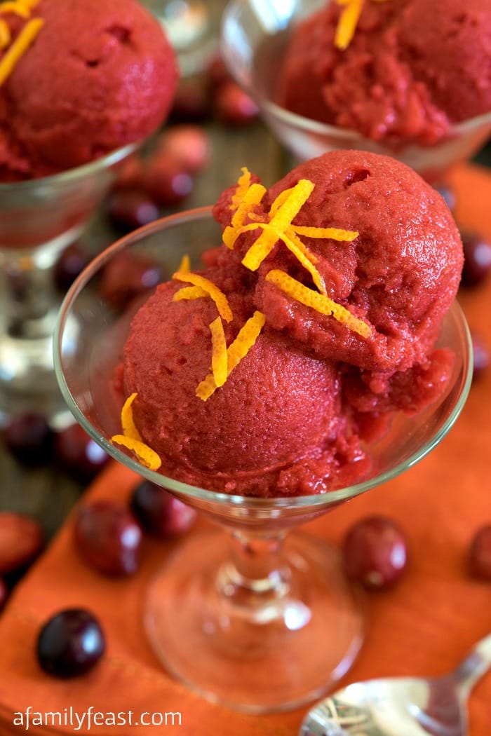 This sweet-tart Cranberry Orange Sorbet is a deliciously refreshing dessert!