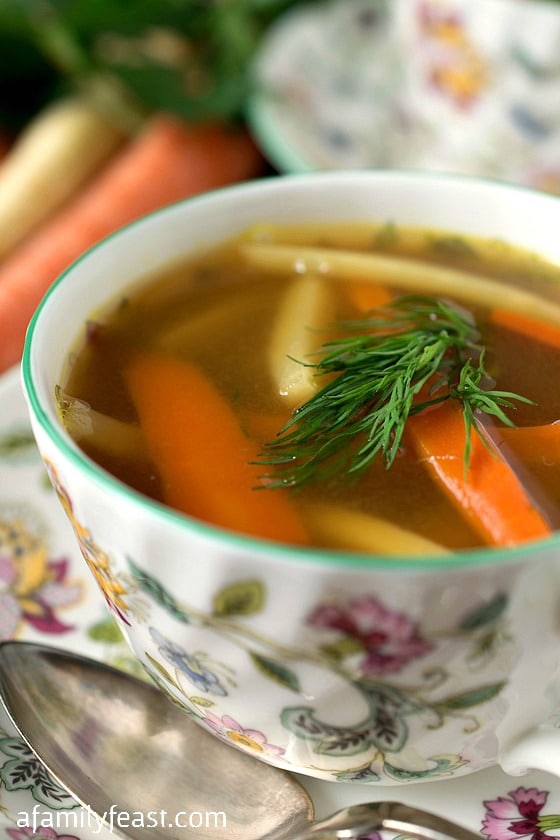 Holiday Chicken Soup - This ultra rich chicken and vegetable soup makes a special addition to any holiday meal!