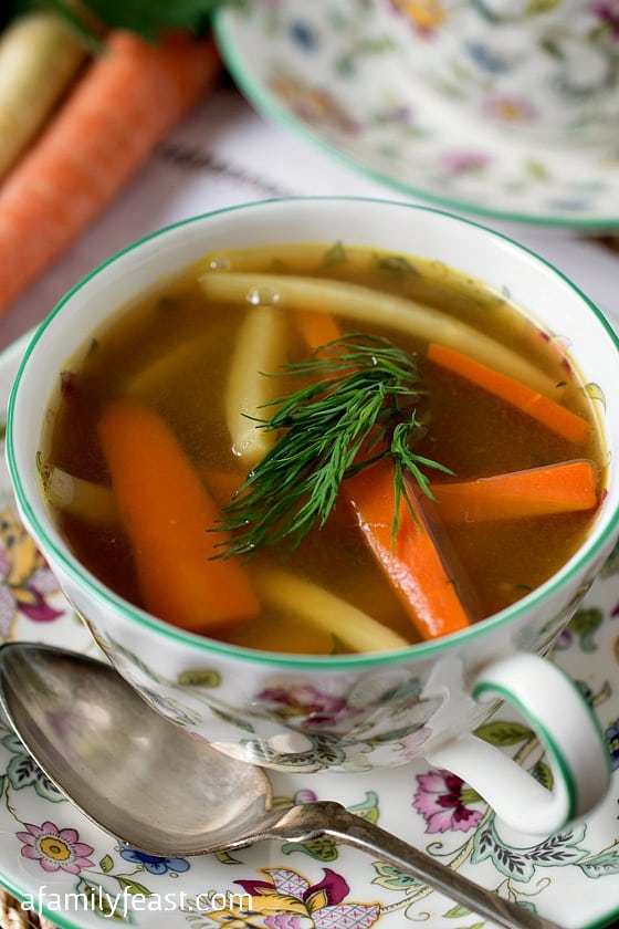 Holiday Chicken Soup - This ultra rich chicken and vegetable soup makes a special addition to any holiday meal!