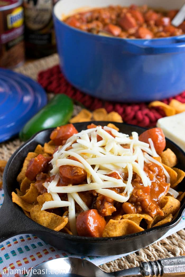 Corn Chip Chili Bowl - Great game day grub! Corn chips topped with chili. So good!