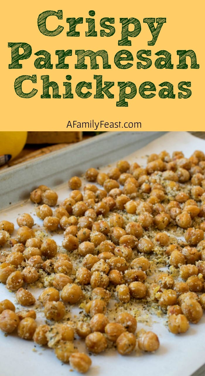 Crispy Parmesan Chickpeas - A delicious, healthy snack that takes just minutes to make!