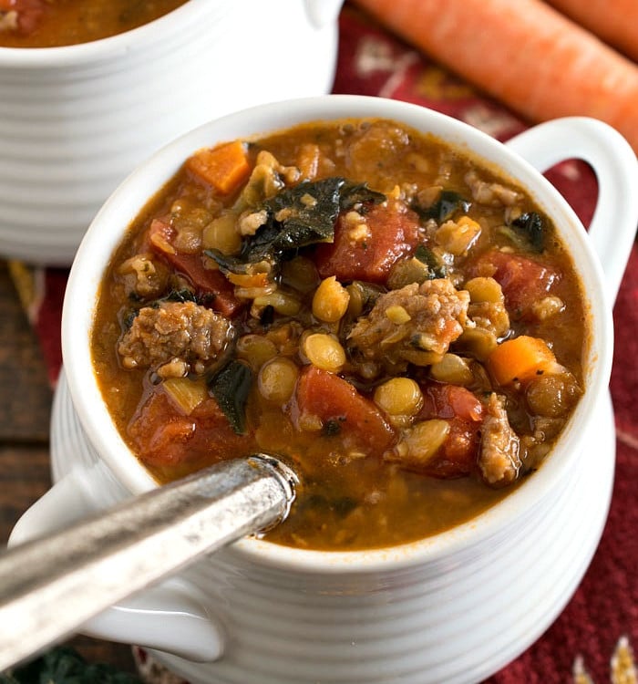 Tomato Lentil Soup with Sausage - A Family Feast