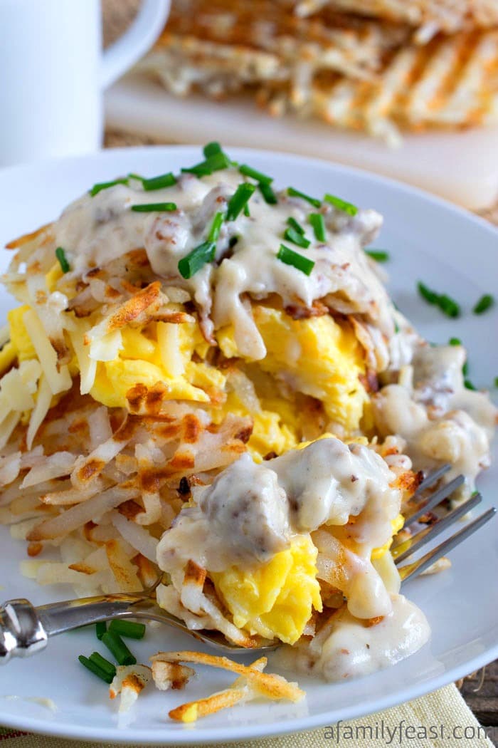 Hash Browns Breakfast Stack - A delicious, easy breakfast with layer upon layer of delicious flavor! 