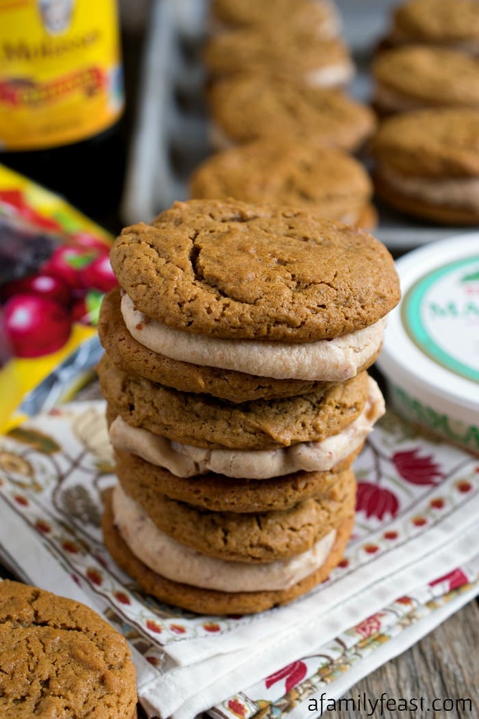 Ginger Molasses Cookies with Cherry Cream Filling - Sweet, soft and delicious cookies with flavor you'll love!