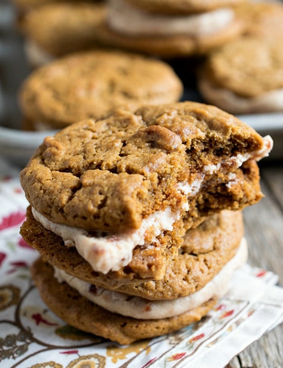 Ginger Molasses Cookies with Cherry Cream Filling - A Family Feast