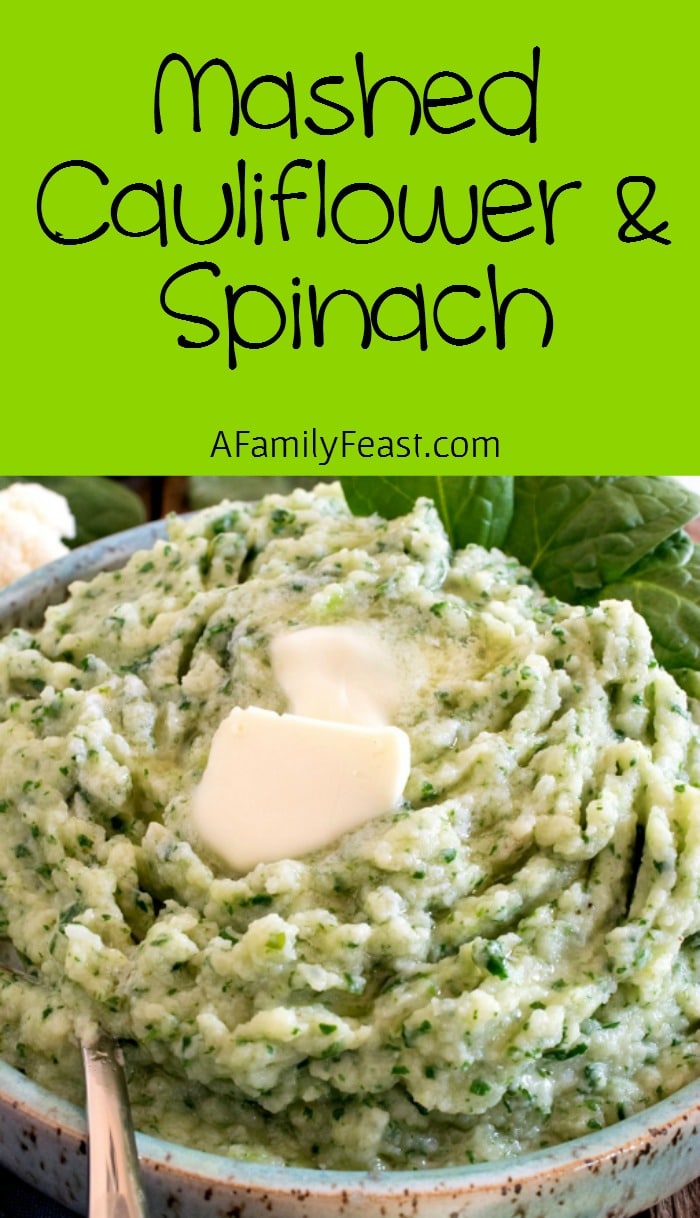 This Mashed Cauliflower and Spinach is a quick and easy way to eat your veggies. (Easy to adapt to Whole30.)