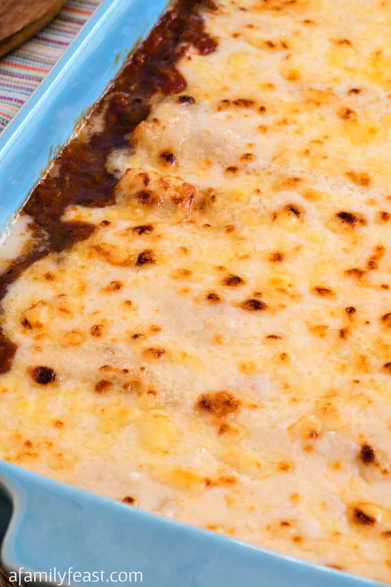 Our Chili Cheese Enchiladas are easy, cheesy and delicious! Make with your favorite chili recipe!