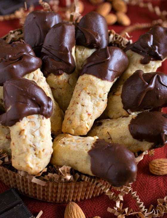 Chocolate Dipped Almond Fingers - A Family Feast