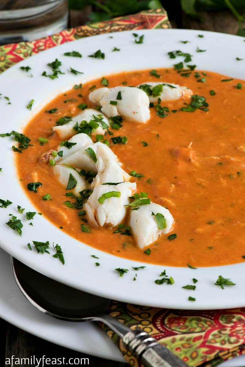 Slow Cooker Tomato Crab Bisque - A creamy tomato broth loaded with chunks of lump crab meat! 